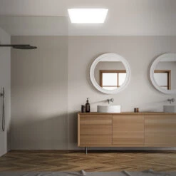 Briloner Simple LED Badlampe, LED Panel Flach, Eckig, 44,5x44,5 Cm, Weiß -Briloner Store 071fcfe589fa4757048392a70c009163