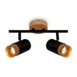 Briloner Plek Wandleuchte, Schwenkbar, Holz, 2-flammig, Schwarz