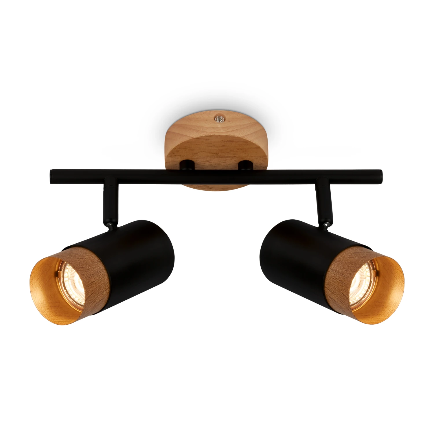 Briloner Plek Wandleuchte, Schwenkbar, Holz, 2-flammig, Schwarz 1 Briloner Plek Wandleuchte, Schwenkbar, Holz, 2-flammig, Schwarz