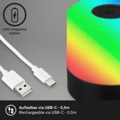 LED Akku-Tischleuchte, 7 Cm, USB-C, 1,5W, 100lm, Schwarz -Briloner Store 093ee83afac54ae93487b8d43301ff3c