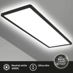 Briloner Slim LED Deckenleuchte, Backlight, Flach, Eckig, 58x20cm, Schwarz -Briloner Store 0fa97a0860843c72302b042e9ed2feea