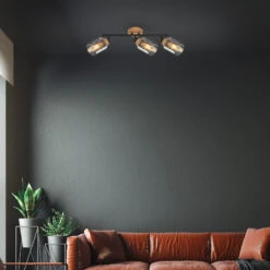 Briloner Hema Deckenstrahler, Rauchglas, Schwenkbar, 3-flammig, Holzbasis -Briloner Store 181a07fe81c8867d067d27cf8bf1be98