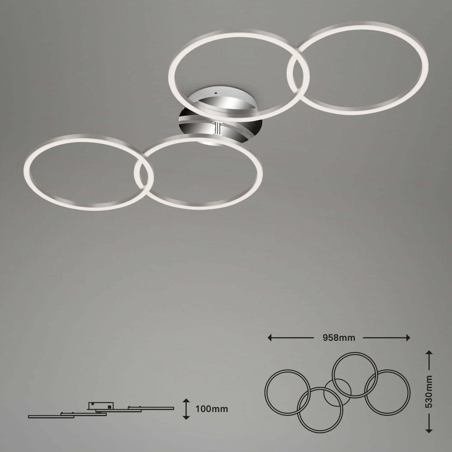 CCT LED Deckenleuchte, 95,8 Cm, 30 W, Alu-Chrom 5 CCT LED Deckenleuchte, 95,8 Cm, 30 W, Alu-Chrom – Bild 5