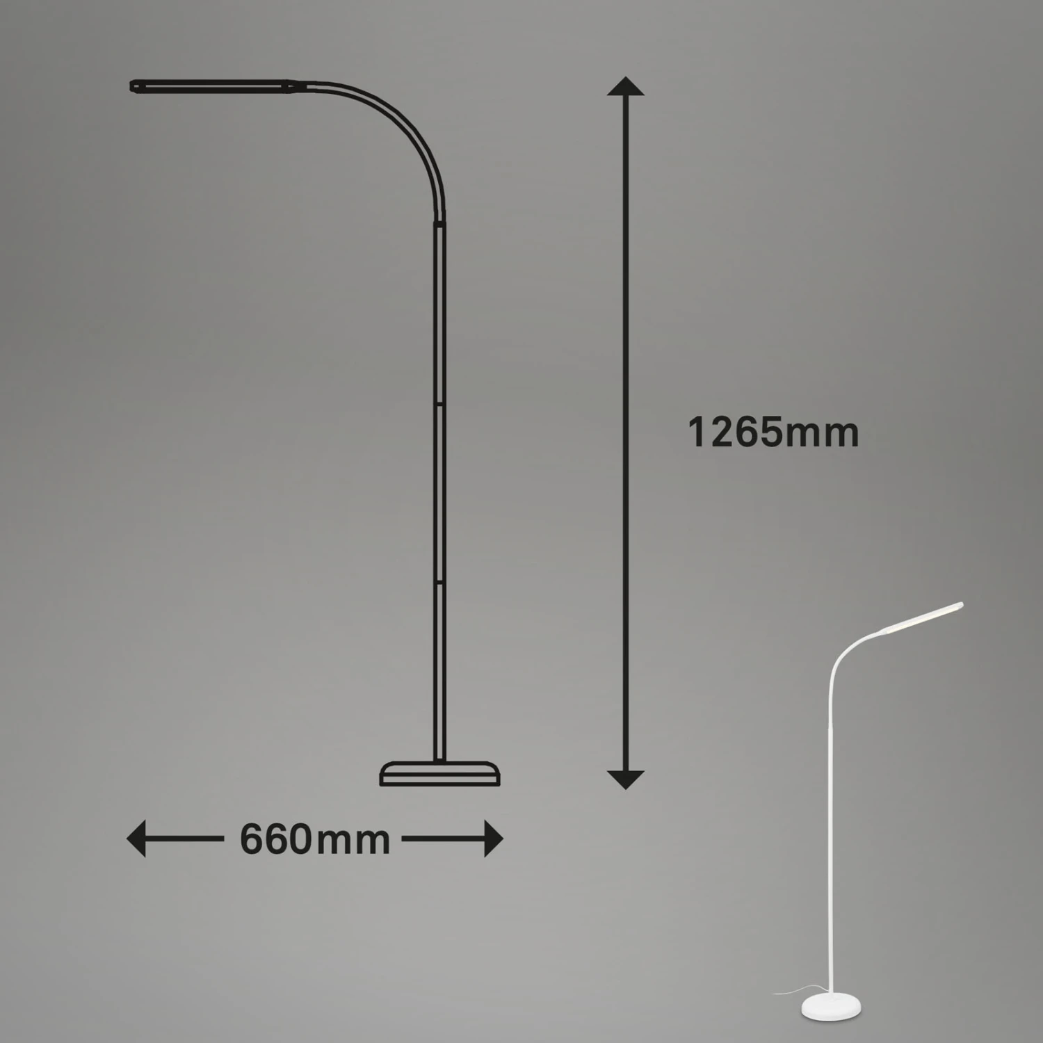 LED Stehleuchte, 126,5 Cm, 6W, 600lm, Weiß 7 LED Stehleuchte, 126,5 Cm, 6W, 600lm, Weiß – Bild 7