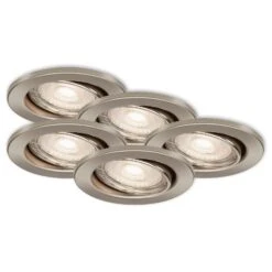 5er Set LED Einbauleuchte, Ø 8,6 Cm, 3,5 W, Nickel