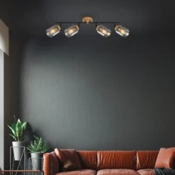 Briloner Hema Deckenstrahler, Rauchglas, Schwenkbar, 4-flammig, Holzbasis -Briloner Store 23937aac0fec0e173d202a0bb301eb59