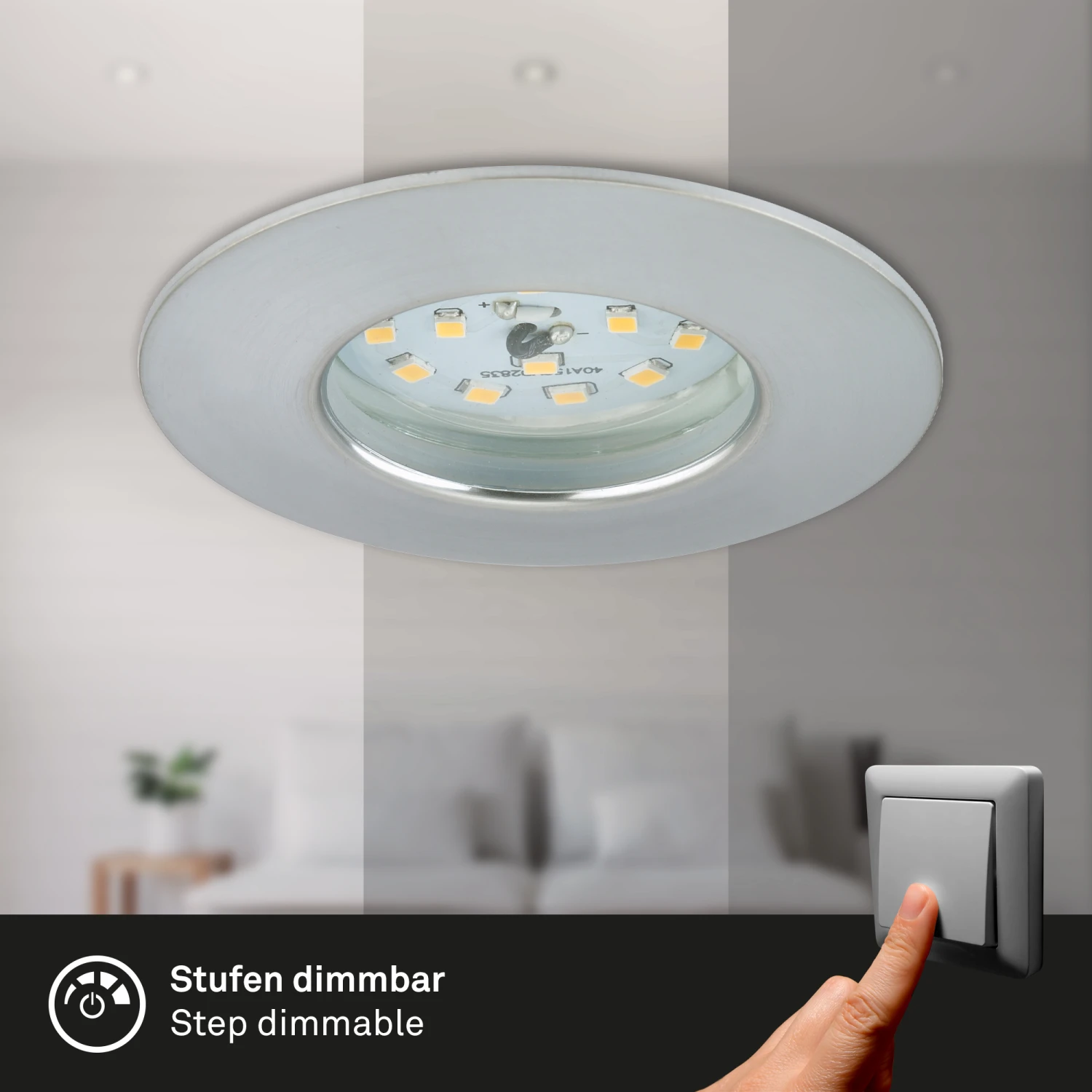 3er Set LED Einbauleuchte, Ø 7,5 Cm, 6,5 W, Alu 7 3er Set LED Einbauleuchte, Ø 7,5 Cm, 6,5 W, Alu – Bild 7