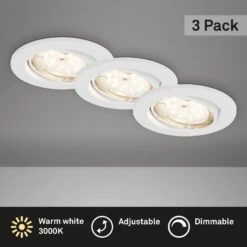 3er Set LED Einbauleuchte, Ø 8,6 Cm, 5 W, Weiß -Briloner Store 284421ac3e15f5470933bd98c369072d