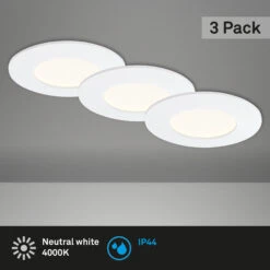 3er Set LED Einbauleuchte, Ø 8,5 Cm, 6 W, Weiß -Briloner Store 2d84698c9ca2bbd86895cef52c209c95