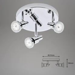 LED Spotleuchte Ø 21 Cm 3xGU10 4,8W 400lm Chrom 8 LED Spotleuchte Ø 21 Cm 3xGU10 4,8W 400lm Chrom -Briloner Store 2d951991f847eec23d7880da8e0d34fa