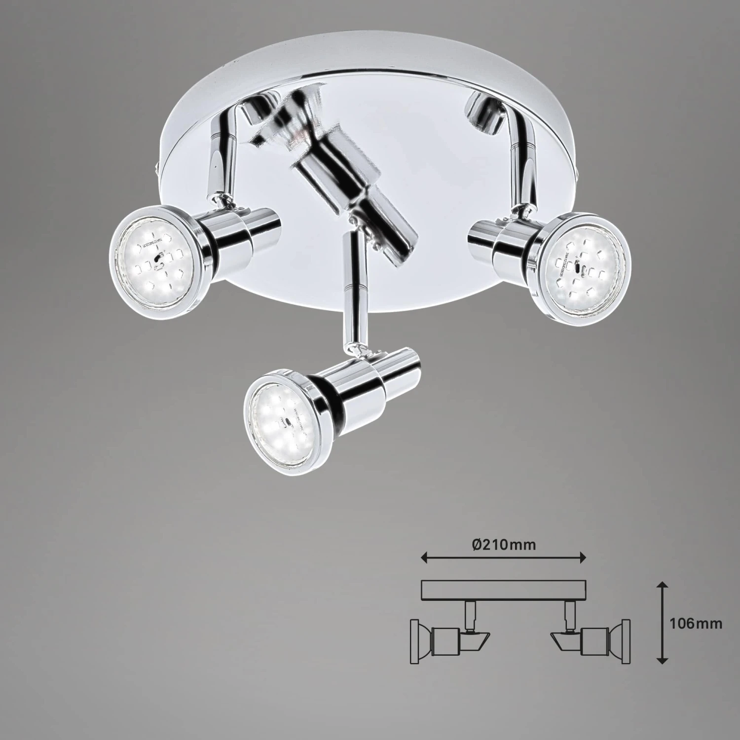 LED Spotleuchte Ø 21 Cm 3xGU10 4,8W 400lm Chrom 3 LED Spotleuchte Ø 21 Cm 3xGU10 4,8W 400lm Chrom – Bild 3