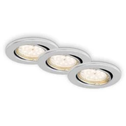 3er Set LED Einbauleuchte, Ø 8,6 Cm, 5 W, Alu