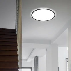 Briloner Slim LED Deckenleuchte, Backlight, Flach, Rund, 48cm, Schwarz -Briloner Store 391a02e95b1154e33d299612eae50e17