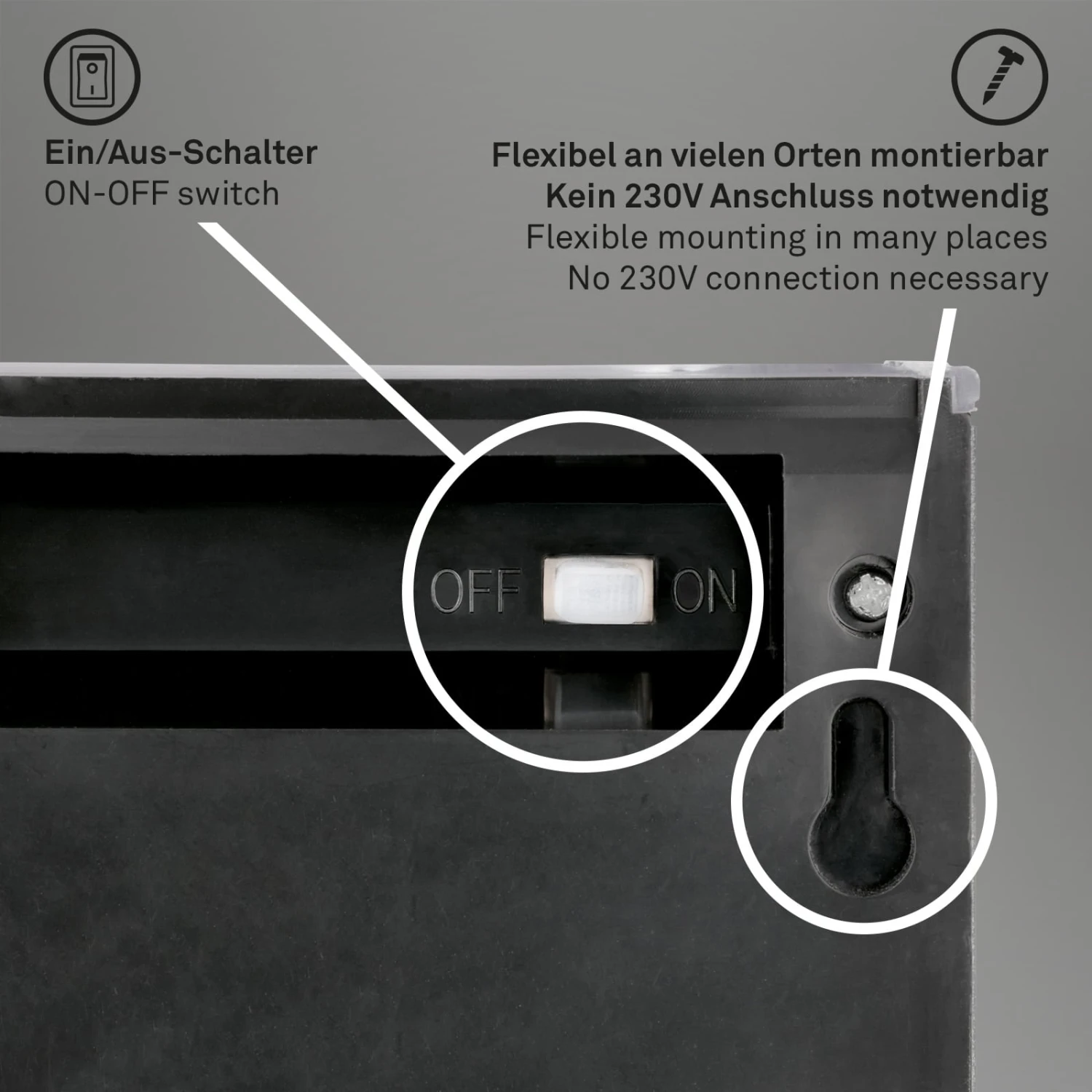 Solar LED Wandleuchte, 10 Cm, Anthrazit 4 Solar LED Wandleuchte, 10 Cm, Anthrazit – Bild 4