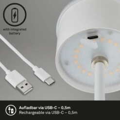 LED Akku-Tischleuchte 38 Cm 2,6W 280lm Weiß -Briloner Store 3d0754b873380d63a407f205baf64058