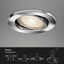 3er LED Einbauleuchte, Ø 8,6 Cm, 5 W, Chrom -Briloner Store 3er set led einbauleuchte chrom 655b1021656fccee0bd7d8c415ec81ba