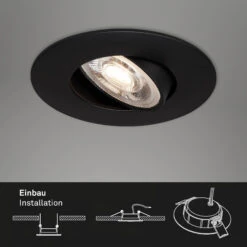 3er Set LED Einbauleuchte, Ø 9 Cm, Schwenkbar, 5 W, Schwarz -Briloner Store 3er set led einbauleuchte schwarz 31f1a11dc05818d34f2f468c1c82d3d4