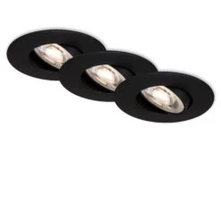 3er Set LED Einbauleuchte, Ø 9 Cm, Schwenkbar, 5 W, Schwarz