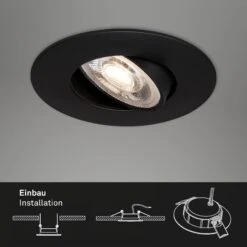3er Set Ultraflache LED Einbauleuchte, Ø 9 Cm, 5 W, Schwarz -Briloner Store 3er set ultraflache led einbauleuchte schwarz 2b490083771907108b955dbdcb92622c