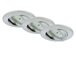 3er Set LED Einbauleuchte, Ø 8,2 Cm, 6,5 W, Alu