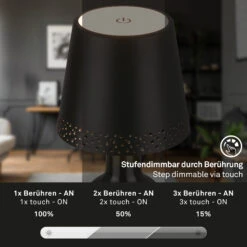 Briloner Flaska Flaschenlampe LED, Touchdimmer, Akku, Schwarz -Briloner Store 3fe15b84e436d7f733efd40491883659