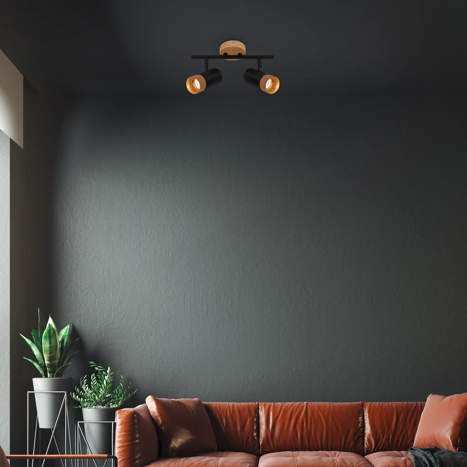 Briloner Plek Wandleuchte, Schwenkbar, Holz, 2-flammig, Schwarz 4 Briloner Plek Wandleuchte, Schwenkbar, Holz, 2-flammig, Schwarz – Bild 4