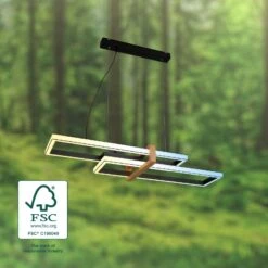 LED Pendelleuchte, 120 Cm, Timer, 44W, 400lm, Schwarz Mit Holz -Briloner Store 4722aed088757cc5a09f5c17d45279cf