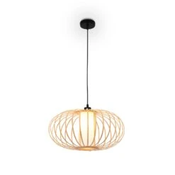 Pendelleuchte, 120 Cm, 1x E27, Max. 10W, Holzfarben