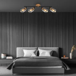 Briloner Hema Deckenstrahler, Rauchglas, Schwenkbar, 4-flammig, Holzbasis -Briloner Store 59d0581814a3016b8c4b53fcb3666415