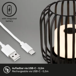 LED Akku-Tischleuchte, 13 Cm, 2W, 150lm Schwarz-gold -Briloner Store 605a2e07dc3aa34979bec779406a1392