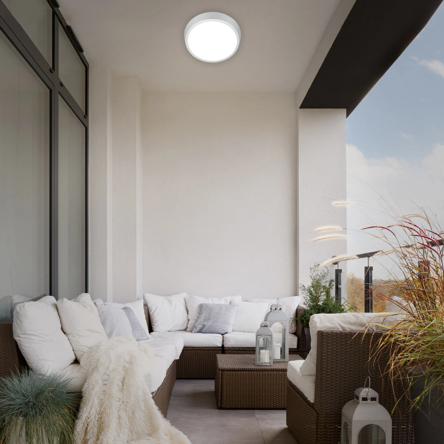 LED Außenleuchte Ø 27 Cm 24W 2160lm Silber 3 LED Außenleuchte Ø 27 Cm 24W 2160lm Silber – Bild 3