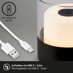 LED Akku-Tischleuchte, 10 Cm, 2W, 150lm Schwarz -Briloner Store 64ecfff7e7de97c35c3e4abe78f3def8