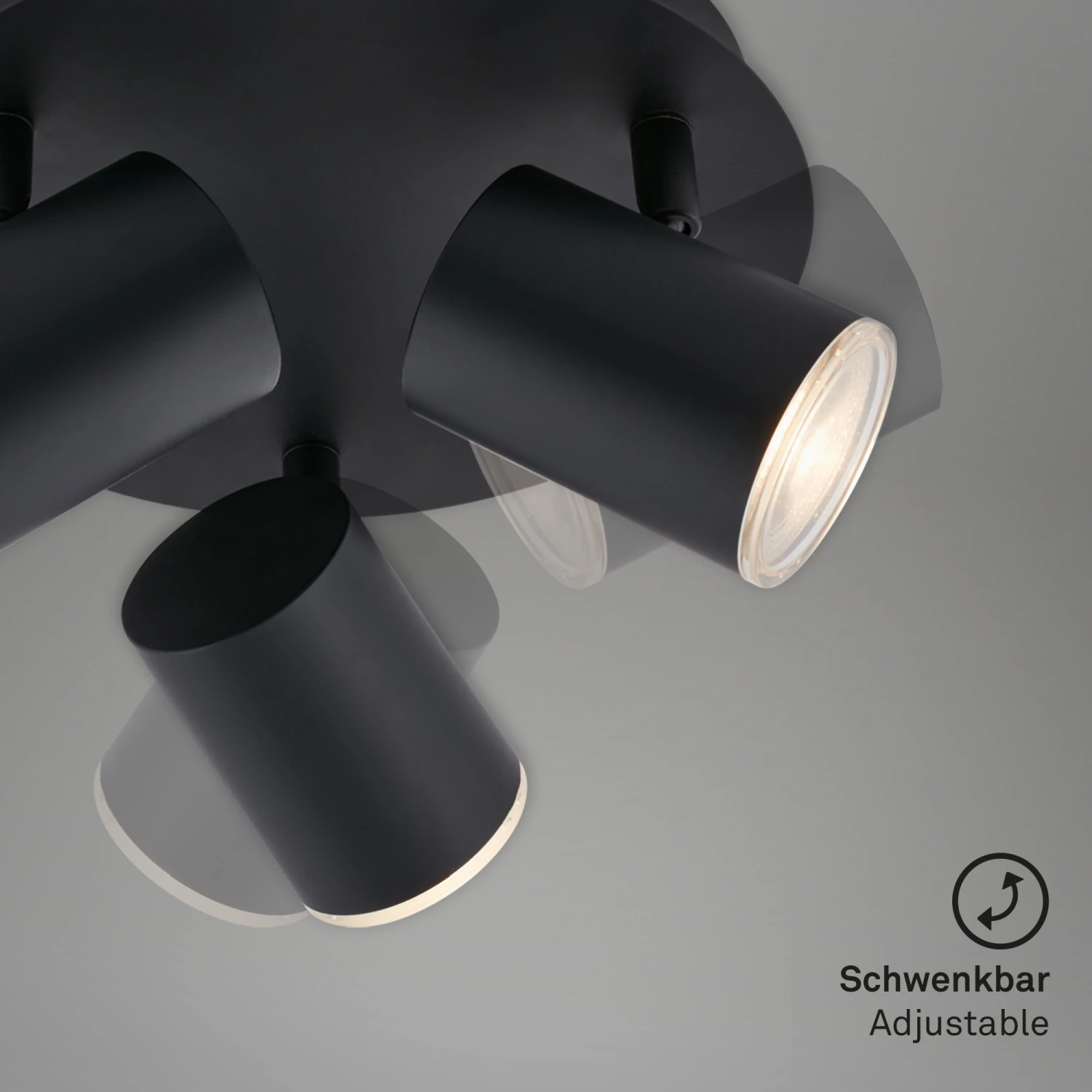 LED Spotleuchte Ø 21 Cm 3xGU10 Max. 5W Schwarz 2 LED Spotleuchte Ø 21 Cm 3xGU10 Max. 5W Schwarz – Bild 2