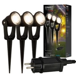 CONNECT TO SHINE Starterset Lilis Mit 3er Set LED Gartenstrahler, IP65