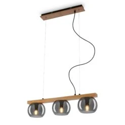 Pendelleuchte, 120 Cm, 3x E14, Max. 10W, Smoke-holz