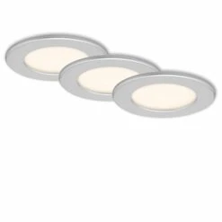 3er Set LED Einbauleuchte, Ø 11,5 Cm, 6 W, Chrom-Matt