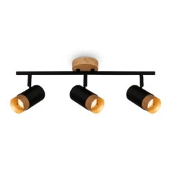 Briloner Plek Wandleuchte, Schwenkbar, Holz, 3-flammig, Schwarz