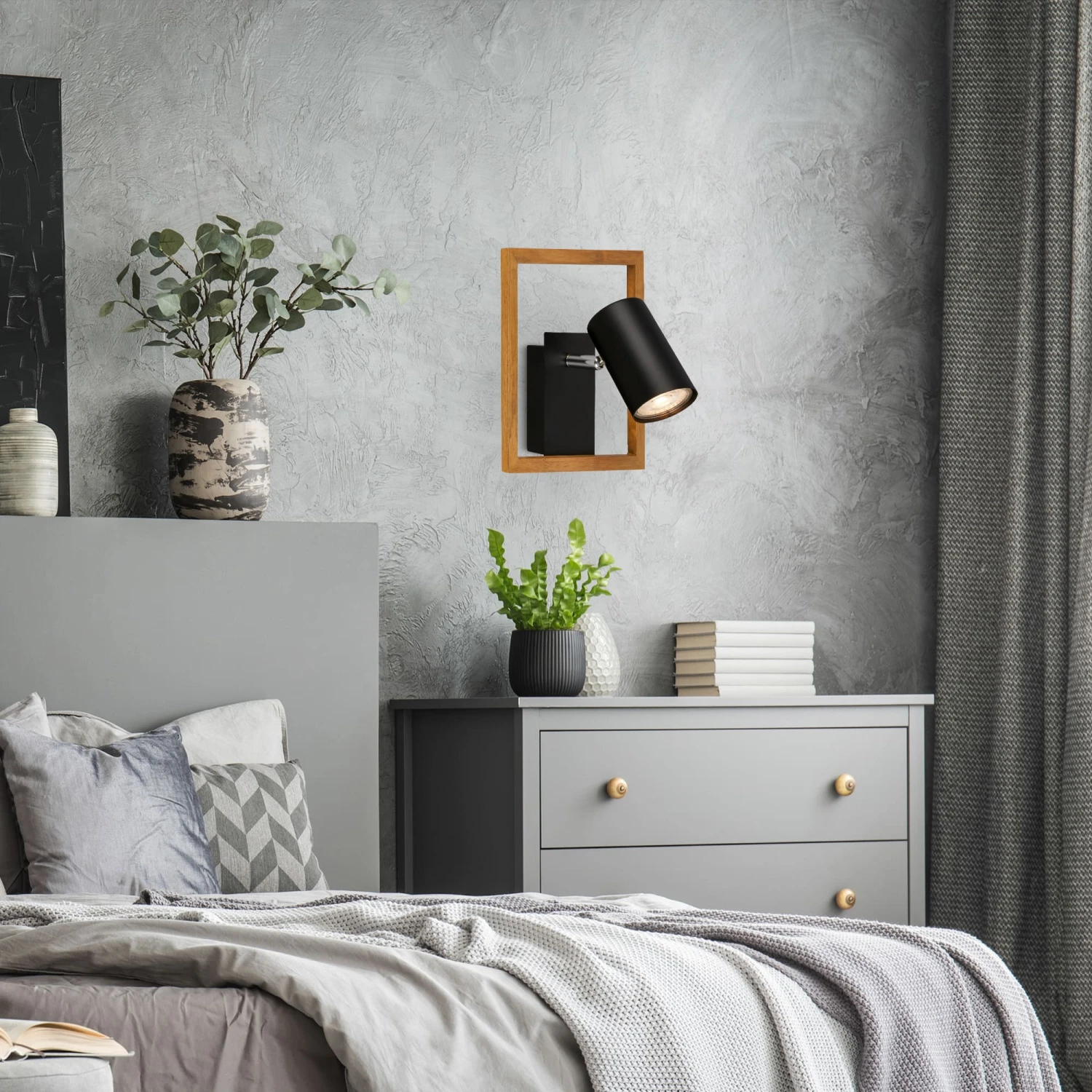 Briloner Frey Wandleuchte, Schwenkbar, 1-flammig, Holz, Schwarz 6 Briloner Frey Wandleuchte, Schwenkbar, 1-flammig, Holz, Schwarz – Bild 6