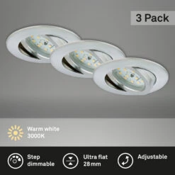 3er Set LED Einbauleuchte, Ø 8,2 Cm, 6,5 W, Alu -Briloner Store 7438b6444887eba9cc834ca86c3909b5