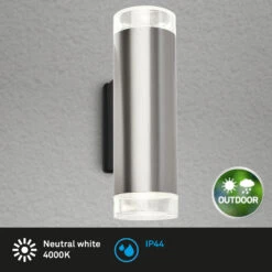 Außenleuchte 19,5 Cm Inkl. 2x GU10 4,7W 400lm Edelstahl -Briloner Store 7635c5517adfae72a7d6c591a532099b