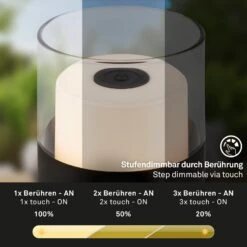 LED Akku-Tischleuchte, 10 Cm, 2W, 150lm Schwarz -Briloner Store 76465ee996a0a085b71aea389539df71