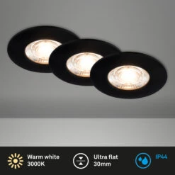 3er Set LED Einbauleuchte, 6,5 Cm, 3x 3,6W, 350lm, Schwarz -Briloner Store 79044e70e2edb60dbe2def0d8d71980e