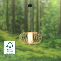 Pendelleuchte, 120 Cm, 1x E27, Max. 10W, Holzfarben -Briloner Store 7b982d7a7547f545bb1de40ee5c6e21f