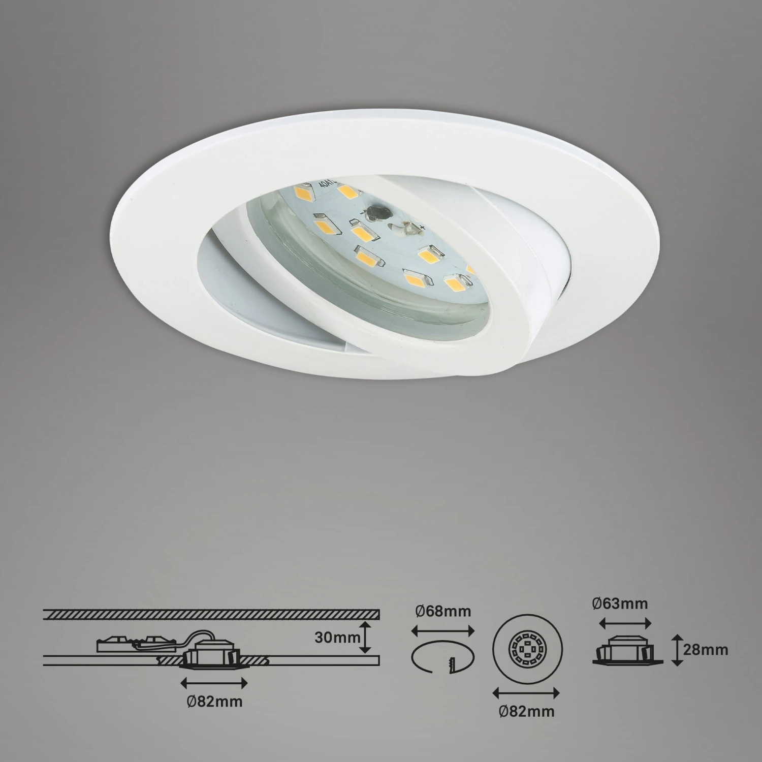 3er Set LED Einbauleuchte, Ø 8,2 Cm, 5,5 W, Weiß 5 3er Set LED Einbauleuchte, Ø 8,2 Cm, 5,5 W, Weiß – Bild 5