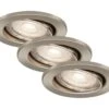 3er Set LED Einbauleuchte, Ø 8,6 Cm, 5 W, Matt-Nickel