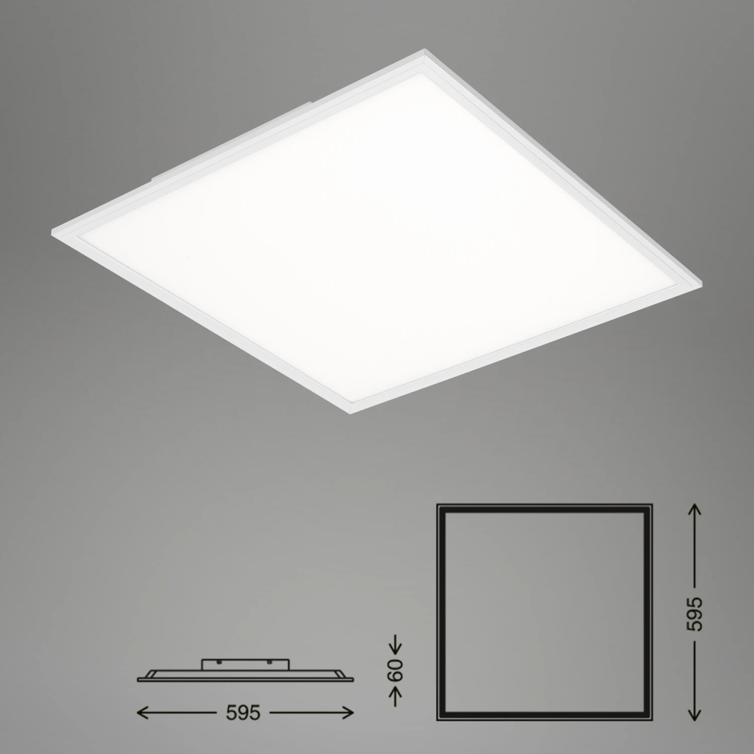 Briloner Simple LED Deckenleuchte, LED Panel Flach, Eckig, 59,5x59,5 Cm, Weiß 6 Briloner Simple LED Deckenleuchte, LED Panel Flach, Eckig, 59,5x59,5 Cm, Weiß – Bild 6
