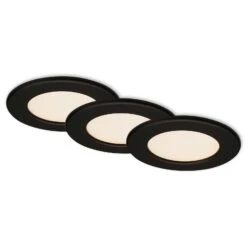 3er Set LED Einbauleuchte, Ø 11,5 Cm, 6 W, 650 Lm, Schwarz