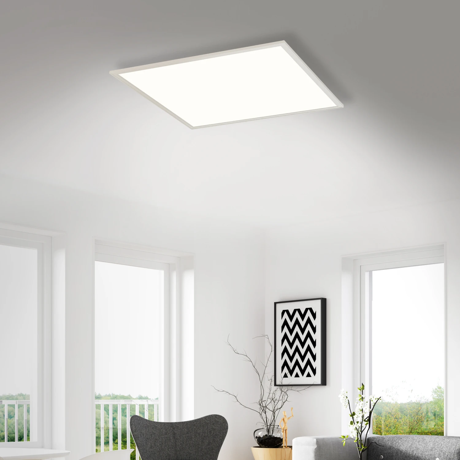 Briloner Simple LED Deckenleuchte, LED Panel Flach, Eckig, 59,5x59,5 Cm, Weiß 3 Briloner Simple LED Deckenleuchte, LED Panel Flach, Eckig, 59,5x59,5 Cm, Weiß – Bild 3