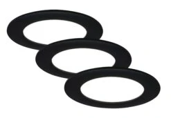 3er Set LED Einbauleuchte, Ø 12 Cm, 7 W, 600 Lm, Schwarz