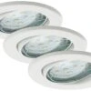 3er Set LED Einbauleuchte, Ø 8,6 Cm, 3 W, Weiß